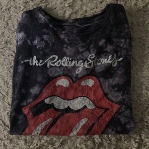 oversized black and grey tie dyed rolling stones graphic band tee